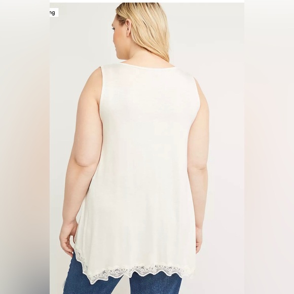 Lane Bryant Ivory Lace Trim Tank Top - Picture 3 of 10